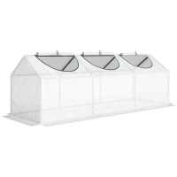 Outsunny Serre de jardin mini serre 3 fenêtres enroulables couverture en PE haute densité 140 g/m² 180 x 60 x 60 cm blanc(m-1)