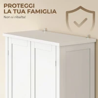 HOMCOM Mobile Cucina Alto con Ruote, 2 Ante, 14 Scomparti, 80x40x180 cm, Bianco(m-8)