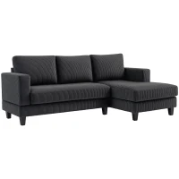 HOMCOM Ecksofa, L-förmiges 3-Sitzer-Sofa mit Chaiselongue, Holzkonstruktion, 8 Beine, Cordstoff, Schaumstoffpolsterung, Grau(m-12)