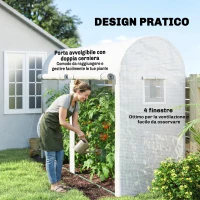 Outsunny Serra Tunnel da Giardino per Piante e Orto, Serra da Balcone con 2 Porte Avvolgibili e 4 Finestre, 3x1x2m(m-5)