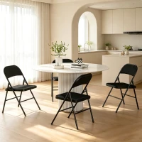 HOMCOM 4er-Set Klappstühle, Tragbare Bürostühle, Metallbeine, Faltstuhl für Büro, Empfang, Wartezimmer, Kunstleder, Schwarz(m-8)
