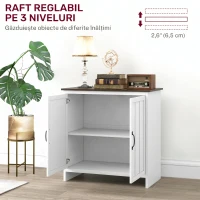 HOMCOM Bufet Bucătărie Modern cu 2 Uși și Raft Reglabil din Lemn, 80x39,7x80cm, Alb(m-4)