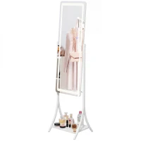 HOMCOM Free Standing Dressing Mirror with LED Lights, Full Length Mirror with 3 Temperature Colours and Storage Shelf(m-10)