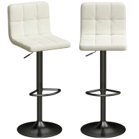 HOMCOM Set 2 Scaune de Bar Reglabile cu Suport pentru Picioare, din Piele PU și Oțel, 39,5x44x88-110 cm, Crem(m-12)