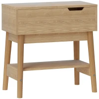 HOMCOM Table d'appoint table basse table de chevet étroite avec plateau rabattable et étagère ouverte grain de bois de chêne(m-1)