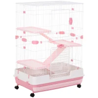 PawHut Cușcă Metalică cu 3 Niveluri, Metal, PP, Plastic, 81,2x52,7x114 cm, Negru(m-1)