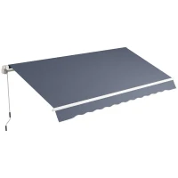 Outsunny Copertină Retractabilă pentru Exterior cu Manivelă, 360x250 cm, Gri(m-12)