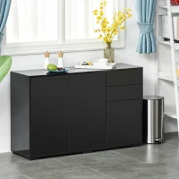 HOMCOM Aparador de Sala de Estar com 3 Portas 2 Gavetas e Prateleira Interior Ajustável Móvel Auxiliar de Armazenamento para Cozinha Dormitório Anti-Rolamento 117x36x74 cm Preto(m-13)