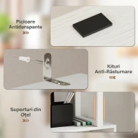 HOMCOM Bibliotecă modernă cu 5 rafturi și dulap cu 2 uși din lemn, 60x23.8x179.2 cm, alb(m-6)