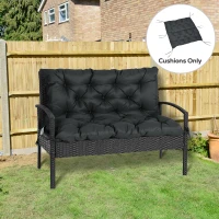Outsunny 2 Seater Bench Cushion - Garden Chair Cushion with Back and Ties for Indoor and Outdoor Use, 98 x 100 cm, Black(m-10)