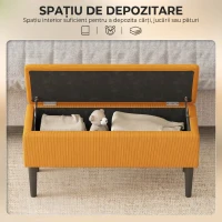 HOMCOM Bancă pentru capătul patului din poliester și lemn pentru dormitor și hol, 95x38x45 cm, portocaliu(m-4)