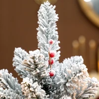 HOMCOM Albero di Natale Piccolo Alto 60 cm con 72 Rami Innevati, Pigne e Bacche Rosse, Verde(m-7)