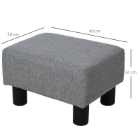 HOMCOM Reposapiés de Salón Taburete Bajo con Asiento Acolchado Rectangular para Sala de Estar Dormitorio 40x30x24 cm Gris(m-3)
