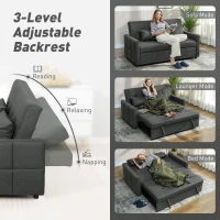 HOMCOM Three-Way Two-Seater Sofa Bed - Charcoal Grey(m-5)
