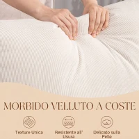 HOMCOM Sedia a Dondolo in Velluto a Coste con Poggiapiedi, Schienale Reclinabile, in Stile Scandinavo, Crema(m-7)