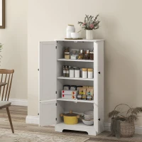 HOMCOM Mobile Credenza da Cucina a 4 Ante con 2 Armadietti e Ripiano Regolabile, 58.2x30x123 cm, Bianco(m-10)