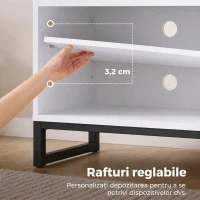 HOMCOM Comodă TV cu Rafturi Reglabile și Ușă Soft-Close, PAL și Oțel, 140x36,5x50 cm, Alb și Stejar(m-5)