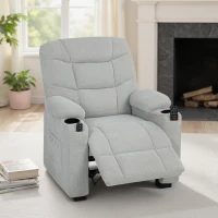HOMCOM Fauteuil relax électrique avec massage & chaleur, moteur silencieux et fonction mémoire, gris(m-5)
