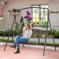 Outsunny Gartenschaukel Schaukelbank für den Garten Outdoor-Schaukel, Vintage Design, Messing-Optik, 167 cm x1 23 cm x 175cm(m-2)