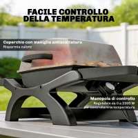 Outsunny barbecue elettrico 2300W, portatile da tavolo con ripiani laterali, colore nero.(m-4)