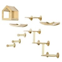 PawHut 8 Piece Cat Shelves Set, with Cat House, Three Perches, Three Scratching Posts(m-11)