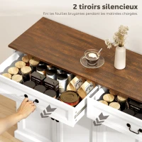HOMCOM Buffet salon, meuble de rangement avec 4 portes, 2 tiroirs silencieux, étagères réglables, 140x40x85cm, blanc et marron(m-5)