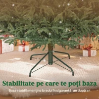 HOMCOM Brad de Crăciun artificial de 210 cm, ignifug, cu 2942 de crengi realiste și bază pliabilă din metal(m-8)