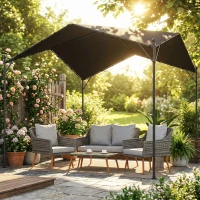 Outsunny Pergola Pavillon 3x3m Wasserabweisend Stabil winterfest Sonnenschutz mit Satteldach Dreiecksverstrebungen(m-9)