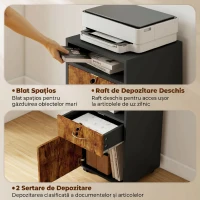 HOMCOM Mobile per Ufficio con Ripiano Aperto, Cassetto con Serratura e Armadietto, 40x35x60 cm, Marrone(m-4)