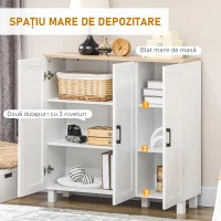 HOMCOM Bufet de Bucătărie din Lemn cu 3 Uși, Rafturi Reglabile, Stil Minimalist Nordic, 90 x 30 x 90 cm, Alb(m-4)