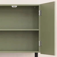 HOMCOM Bathroom Wall Cabinet Modern Space Saver Wall Mounted Cabinet Doors Storage Green(m-12)
