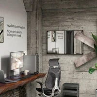 HOMCOM Oglindă de perete în stil industrial cu 4 cârlige, din sticlă multistrat, metal și MDF, 109x2x69 cm, negru(m-8)