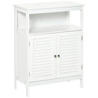 kleankin Badschrank Badmöbel Badezimmerschrank Nachtschrank Küchenschrank Mehrzweckschrank Holz Weiß MDF 60 x 30 x 81,6 cm(m-1)