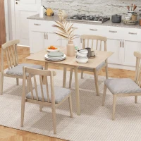 HOMCOM Masă Pliabilă Compactă cu 2 Extensii pentru 2-4 Persoane, din Lemn de Pin, Culoare Lemn Natural(m-7)