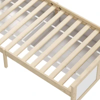 HOMCOM Pine Storage Bed, 3ft Single Solid Wooden Bed Frame with Drawers, Headboard, Wood Slat Support, Natural Wood Finish(m-12)