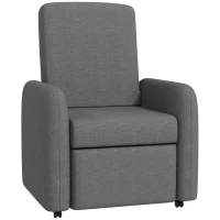 HOMCOM Poltrona Reclinabile 115° max con Poggiapiedi e 4 Ruote, in Poliestere e Legno, 76x78.5x102 cm, Grigio(m-1)