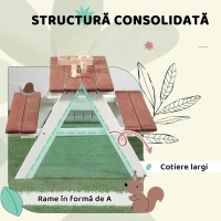 Outsunny Set Masă de Picnic și Bănci pentru Copii din Lemn, Vârsta 3-8 Ani, Maro(m-7)