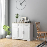 HOMCOM Dulap Modern cu 3 Sertare și 3 Uși, din MDF și PAL, cu Raft Reglabil, 101x39x82 cm, Alb(m-10)