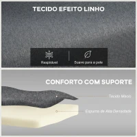 HOMCOM Sofá Cama Individual Dobrável com Encosto Ajustável em 5 Níveis Almofada e Estofado de Linho Sintético 75x70x75 cm Cinzento(m-6)