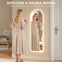 HOMCOM Specchio da Parete ad Arco con Illuminazione LED Regolabile e Controllo Touch, in Vetro Temperato, 40x3x120 cm(m-4)