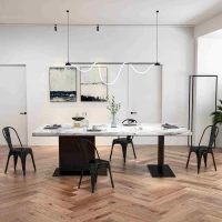 HOMCOM Set da 4 Sedie da Cucina Impilabili Stile Industriale in Acciaio, 45x53x85cm, Nero(m-10)