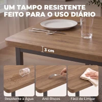 HOMCOM Conjunto de Mesa de Jantar Extensível 120-160 cm e 6 Cadeiras Empilháveis para 4-6 Pessoas Castanho Efeito Madeira(m-6)