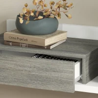 HOMCOM Dulap de Hol 2 în 1 cu Oglindă de Perete 75x3,5x75 cm și Sertar 75x30,5x20 cm, Gri și Alb(m-12)
