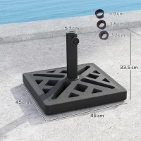 Outsunny Base per Ombrellone da 15kg Quadrata per Ombrelloni Max. 2.2 m e Pali da 32/38/48 mm, Nero(m-3)