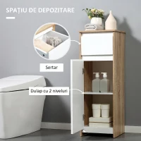 kleankin Dulap de baie cu sertar și dulap cu raft reglabil intern, din MDF, 32.6x30x90 cm(m-5)