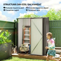 Outsunny Magazie de Grădină din Oțel pentru Unelte cu Lacăt, 161,5x94,5x196 cm, Gri Deschis(m-4)