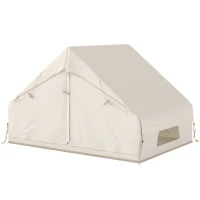 Outsunny Inflatable Tent Waterproof for Camping Blow Up Tent with Pump Carry Bag for 2-4 Person, Beige(m-15)