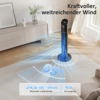 HOMCOM 116 cm Turmventilator, Standventilator mit Fernbedienung WiFi App-Steuerung, 65° Oszillation 6 Geschwindigkeiten 4 Modi(m-5)