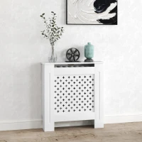 HOMCOM Couvercle de radiateur cache radiateur grille croisée pour salon chambre à coucher en bois 78l x 19P x 82H cm blanc(m-10)