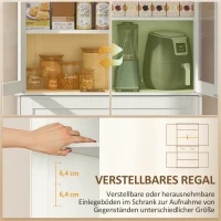 HOMCOM Freistehender Küchenschrank, Vorratsschrank mit verstellbaren Regalböden und Schublade für Wohnzimmer, Esszimmer(m-6)